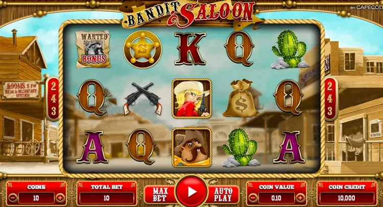 Дизайн слота Bandit Saloon