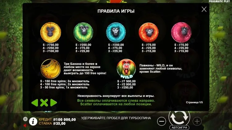 Таблица выплат